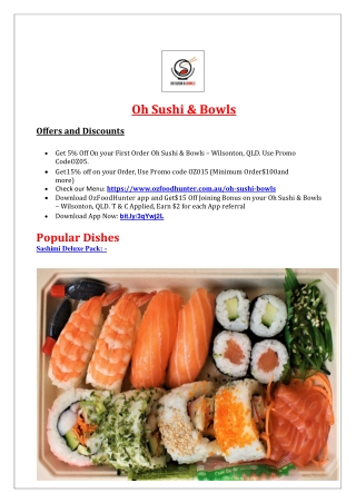 5% off - Oh Sushi & Bowls Japanese Restaurant Wilsonton, QLD