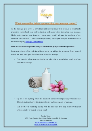 What to consider before approaching any massage center
