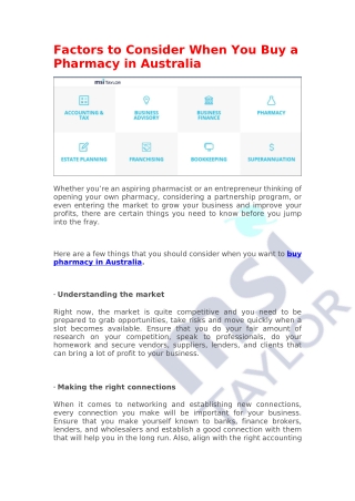 Factors to Consider When You Buy a Pharmacy in Australia