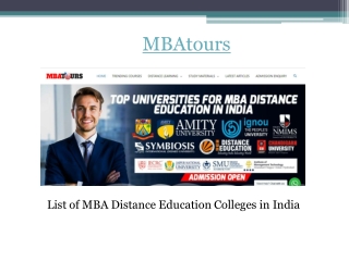 List of MBA Distance Education Colleges in India