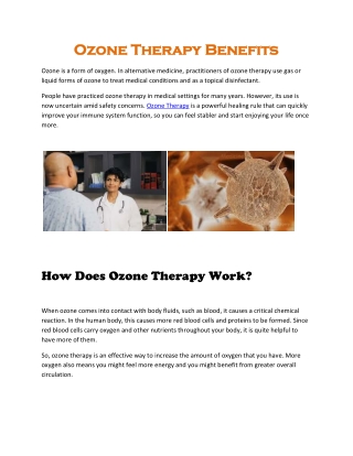 Ozone Therapy Benefits
