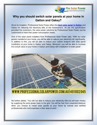 Best Solar Panel in Gatton