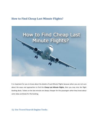 How to Find Cheap Last Minute Flights