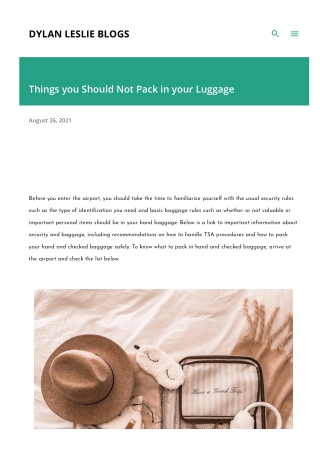 Things you Should Not Pack in your Luggage