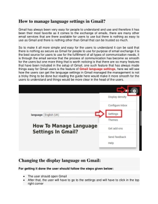 How to manage language settings in Gmail?