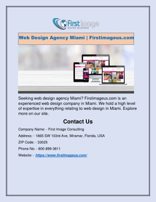 Web Design Agency Miami | Firstimageus.com