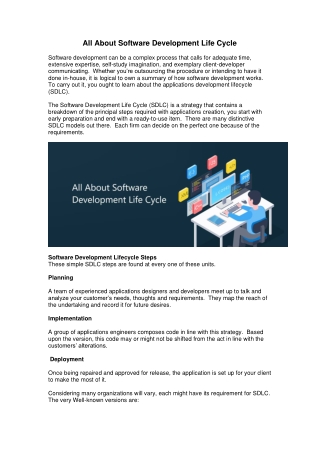 All About Software Development Life Cycle