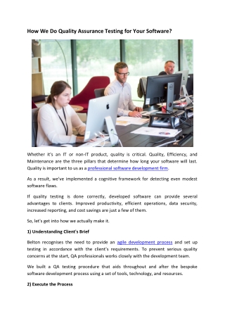 How We Do Quality Assurance Testing for Your Software
