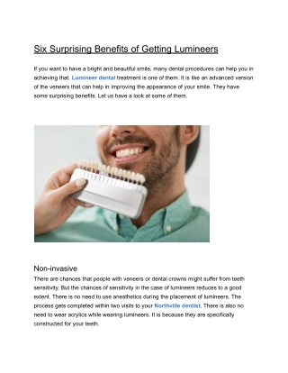 Six Surprising Benefits of Getting Lumineers