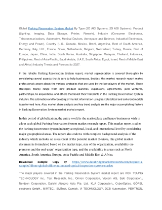 Parking Reservation System Market Analysis and Forecast to 2027