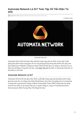 Automata Network Là Gì Toàn Tập Về Tiền Điện Tử ATA