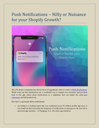 Push Notifications -Nifty or Nuisance for your Shopify Growth