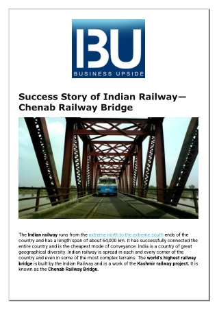 Success Story of Indian Railway Chenab Railway Bridge