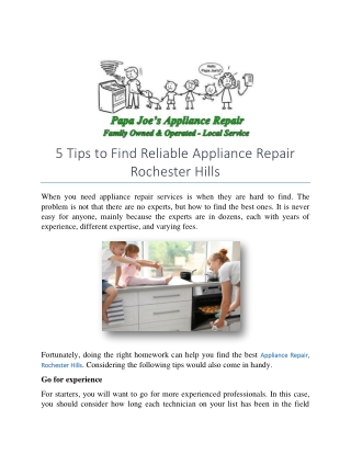 5 Tips to Find Reliable Appliance Repair Rochester Hills