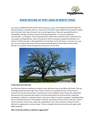 RAPID DECLINE OF POST OAKS IN NORTH TEXAS