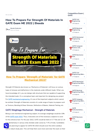 How To Prepare For Strength Of Materials In GATE Exam ME 2022 _ Ekeeda
