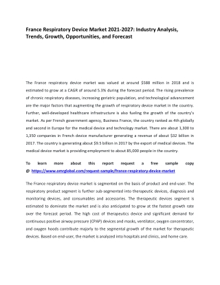 France Respiratory Device Market 2021