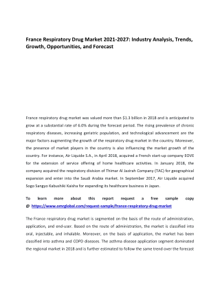 France Respiratory Drug Market 2021