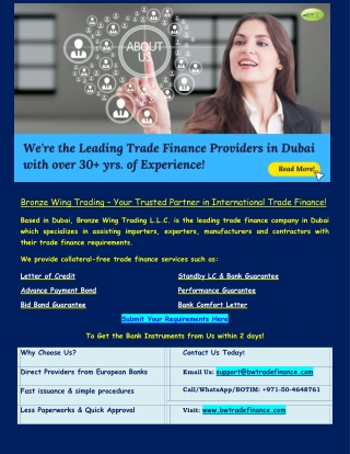 Trade Finance in Dubai – Bronze Wing Trading