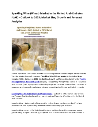 Sparkling Wine (Wines) Market in the United Arab Emirates (UAE) - Outlook to 2025-converted