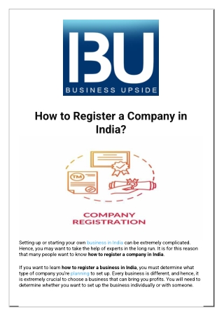 How to Register a Company in India