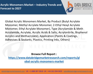 Global Acrylic Monomers Market – Industry Trends and Forecast to 2027