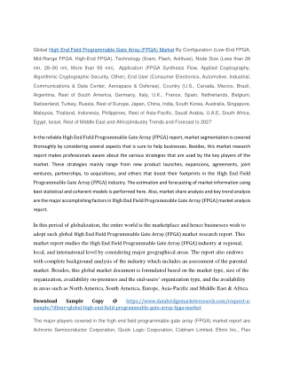 High End Field Programmable Gate Array (FPGA) Market