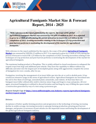 Agricultural Fumigants Market is forecast to touch US$ 1.25 billion by 2025