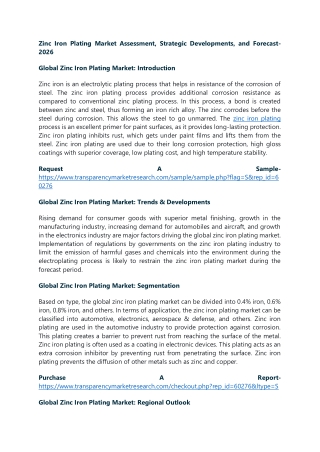 Zinc Iron Plating Market Assessment, Strategic Developments, and Forecast-2026