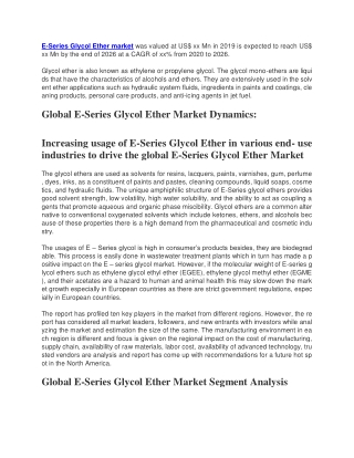 E-Series Glycol Ether market