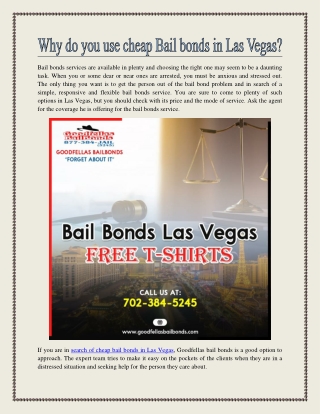 Why do you use cheap Bail bonds in Las Vegas