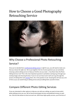 How to Choose a Good Photography Retouching Service