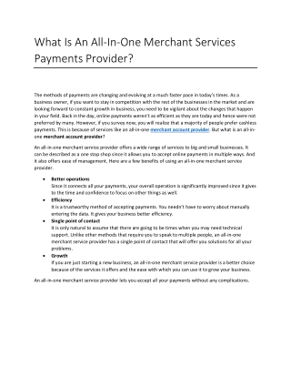 What Is An All-In-One Merchant Services Payments Provider
