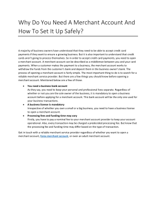 Why Do You Need A Merchant Account And How To Set It Up Safely