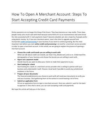 How To Open A Merchant Account