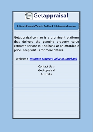 Estimate Property Value in Rockbank | Getappraisal.com.au