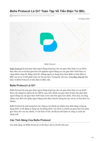 blogtienso.net-Bella Protocol Là Gì Toàn Tập Về Tiền Điện Tử BEL