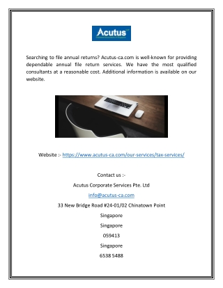 File Annual Return  Acutus-ca.com