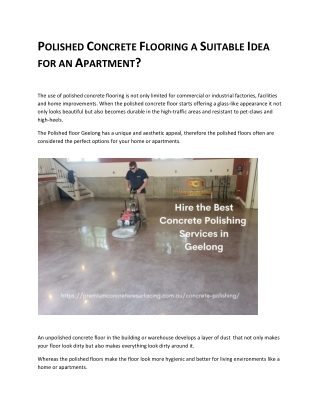 Polished Concrete Flooring a Suitable Idea for an Apartment?