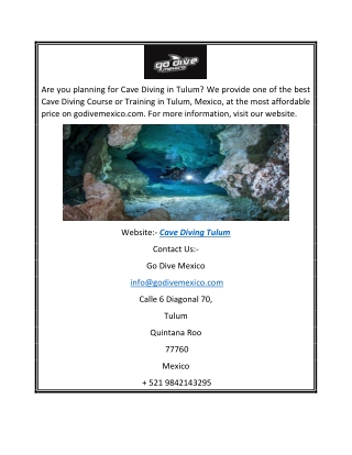 Cave Diving Tulum | GO DIVE MEXICO