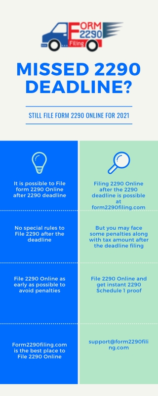 File Form 2290 Online after 2290 deadline | 2290 Online filing without penalty