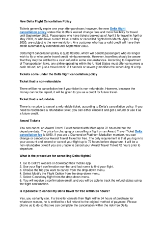 New Delta flight Cancellation Policy