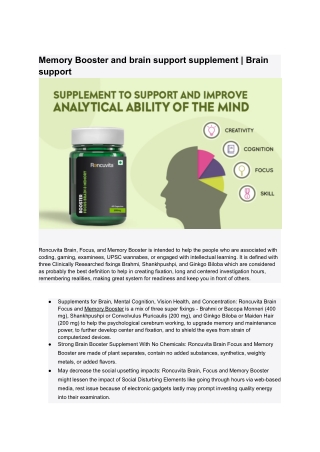 Memory Booster and brain support supplement for better mental health