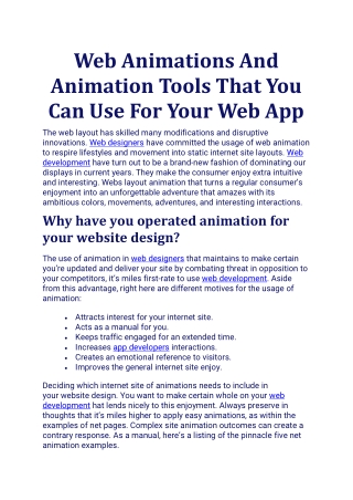 Web Animations And Animation Tools That You Can Use For Your Web App