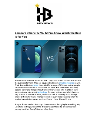 Compare iPhone 12 Vs. 12 Pro-Know Which the Best Is for You