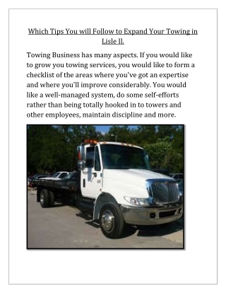 Which Tips You will Follow to Expand Your Towing in Lisle Il