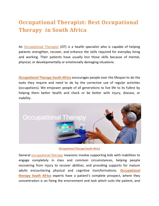 Occupational Therapist: Best Occupational Therapy in South Africa