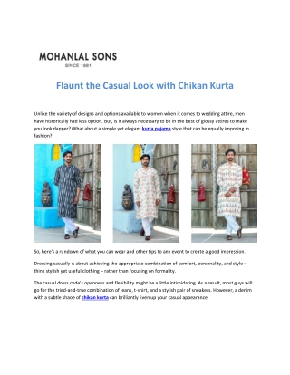 Flaunt the Casual Look with Chikan Kurta