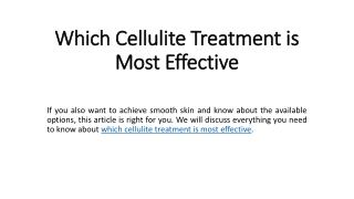 Which Cellulite Treatment is Most Effective