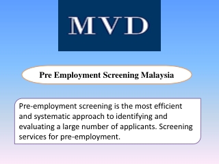 Pre Employment Screening Malaysia